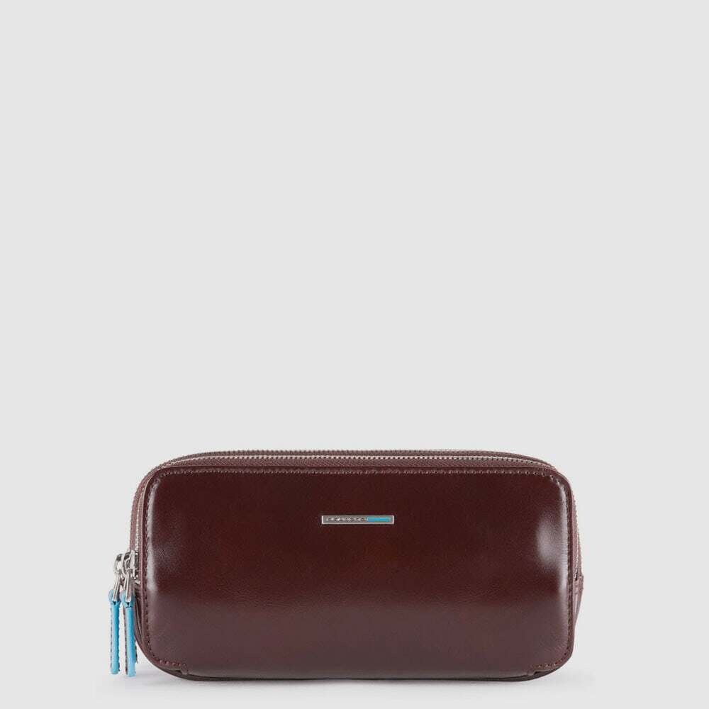 Piquadro. Astuccio a tre scomparti con polsiera rimovibile Blue Square. Colore: Mogano.