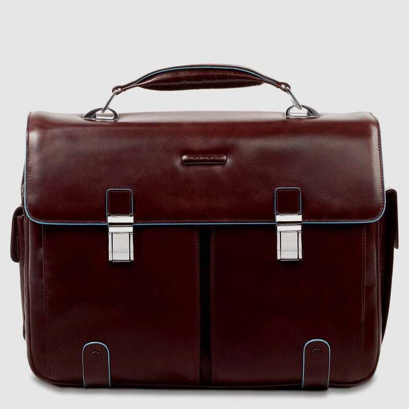 Piquadro.
Cartella due tasche due chiusure in pelle Blue Square.
Colore: Mogano.