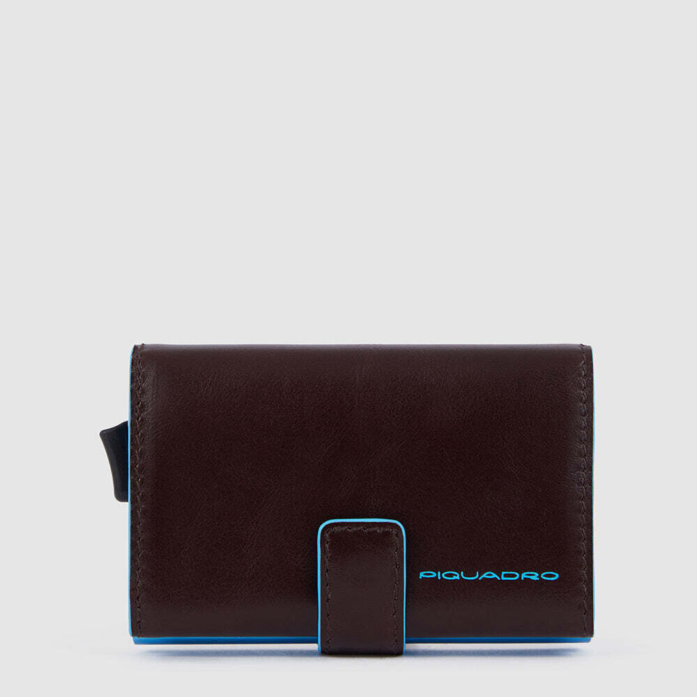 Piquadro. Porta carte di credito in metallo Blue Square. Colore: Mogano.