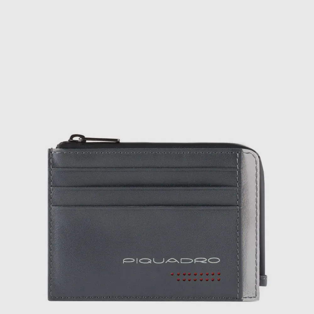 Piquadro. Portamonete con porta documenti e carte di credito. Colore: Grigio - Nero.