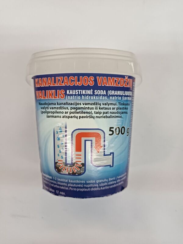 Kanalizacijos valiklis/kaustikinė soda/ 0,5kg