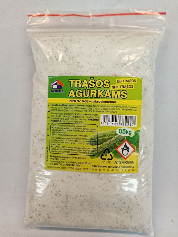 Trąšos agurkams (laistymui) 0,5kg