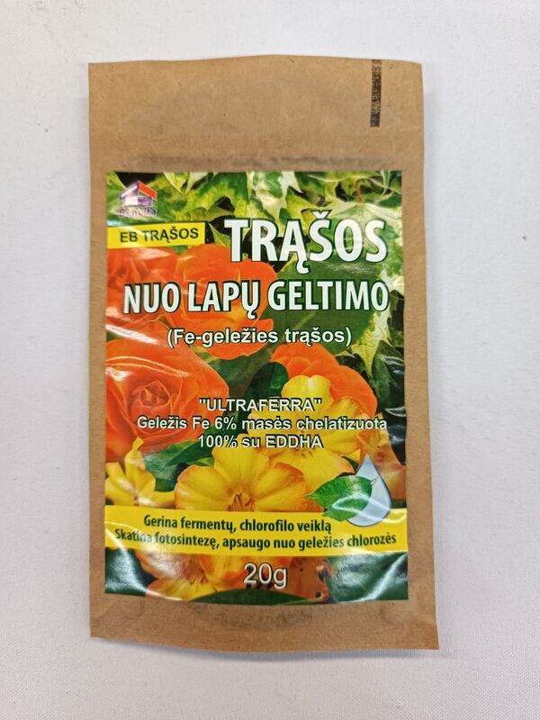 Trąšos nuo lapų geltimo 6%geležis chelatizuota 20 g.