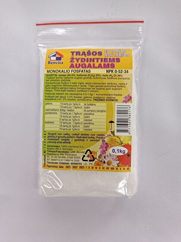 Trąšos žydintiems augalams /monokalio fosfatas/ 0,1kg