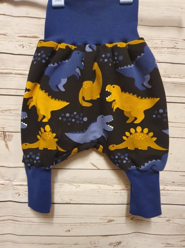 Winter Sweat-Pumphose/Mitwachhose Gr. 50/56 - 86/92 Dino blaues Bündchen