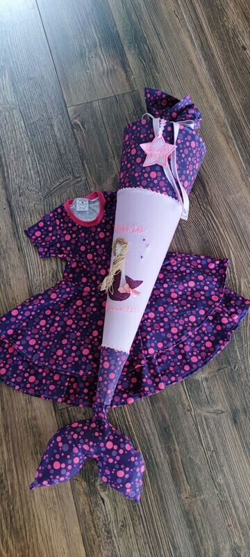 Individualisiert Drehkleid Schultütenstoff zur Einschulung bis Gr. 164