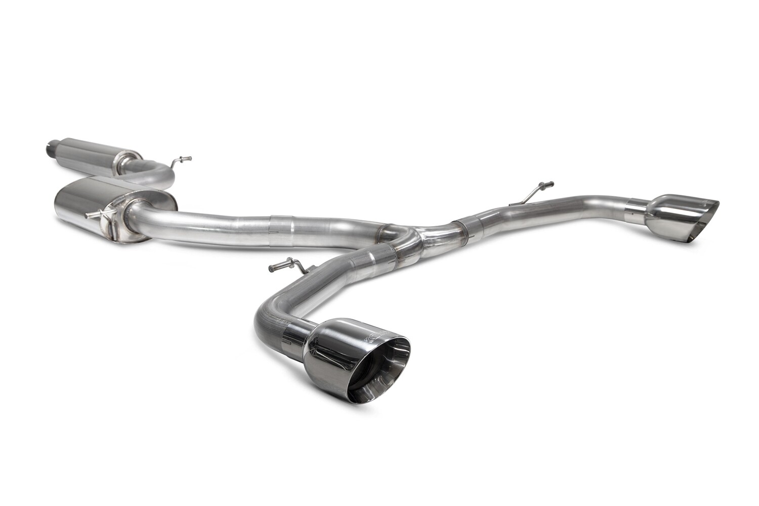 Scorpion 3&quot; Resonated GPF-back system Polished twin 114mm Daytona trim - VW Golf 8 GTI