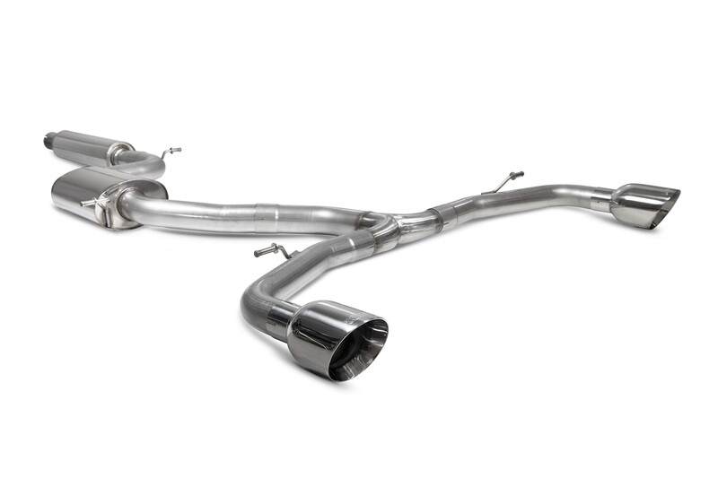 Scorpion 3&quot; Resonated GPF-back system Polished twin 114mm Daytona trim - VW Golf 8 GTI