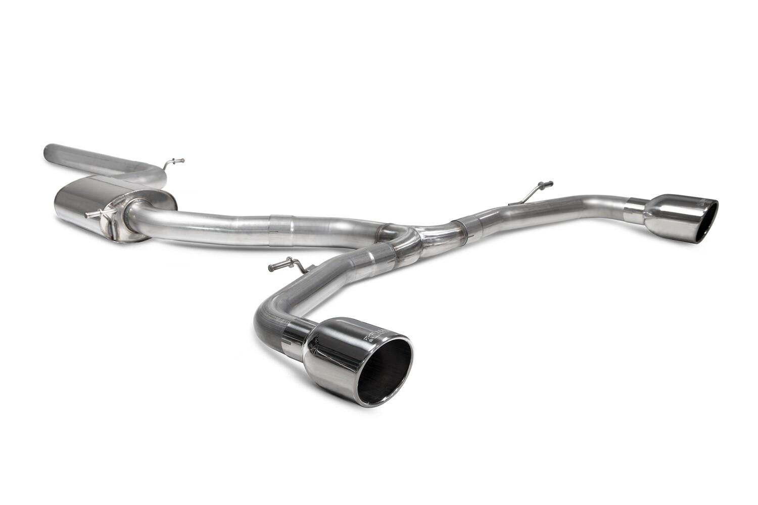 Scorpion 3&quot; Non-resonated (louder) GPF-back system
Polished twin 114mm Indy trims - VW Golf 8 GTI