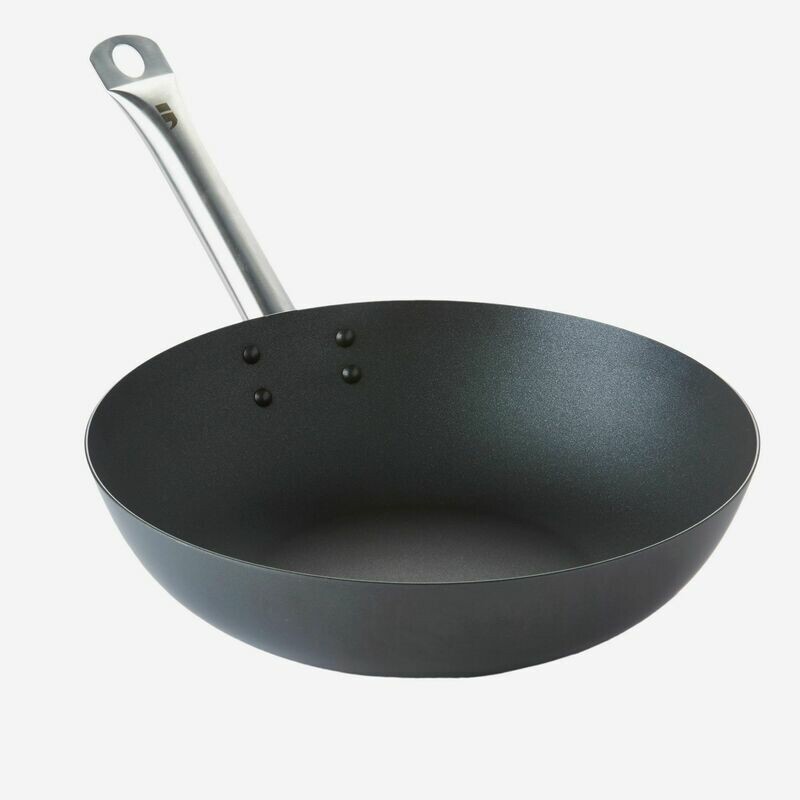 WOK EN ACIER CARBONE AVEC REVÊTEMENT ANTI-ADHÉRENT EXCALIBUR Ø 30CM