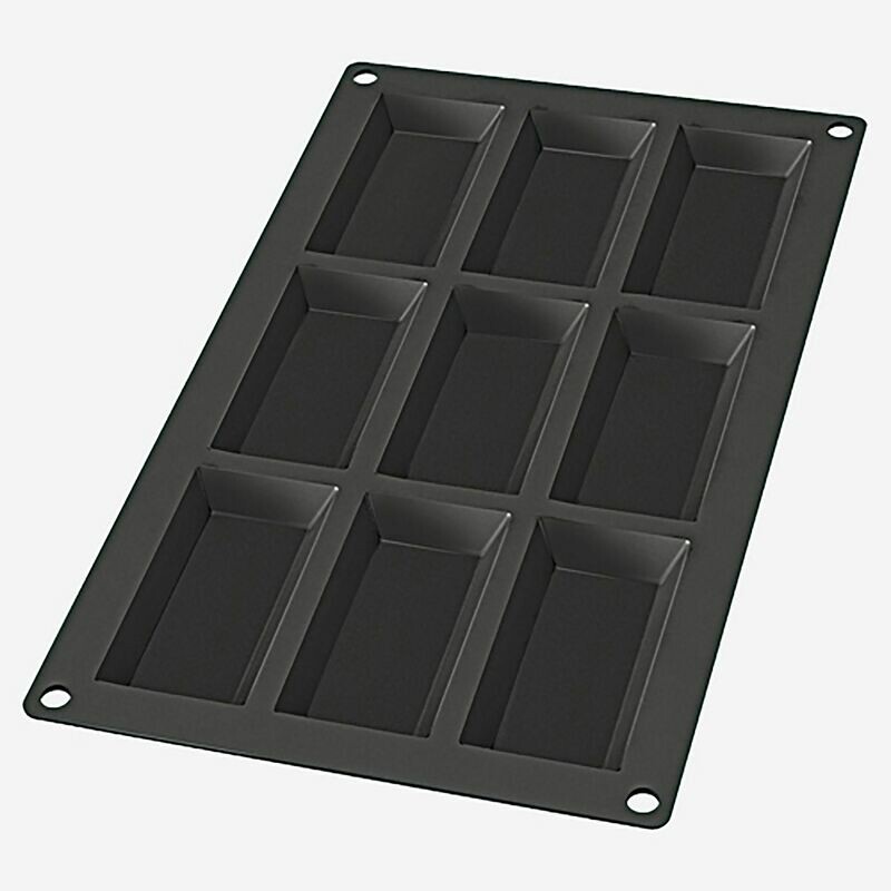 LÉKUÉ MOULE EN SILICONE POUR 9 FINANCIERS NOIR 8.5X4.3X1.2CM