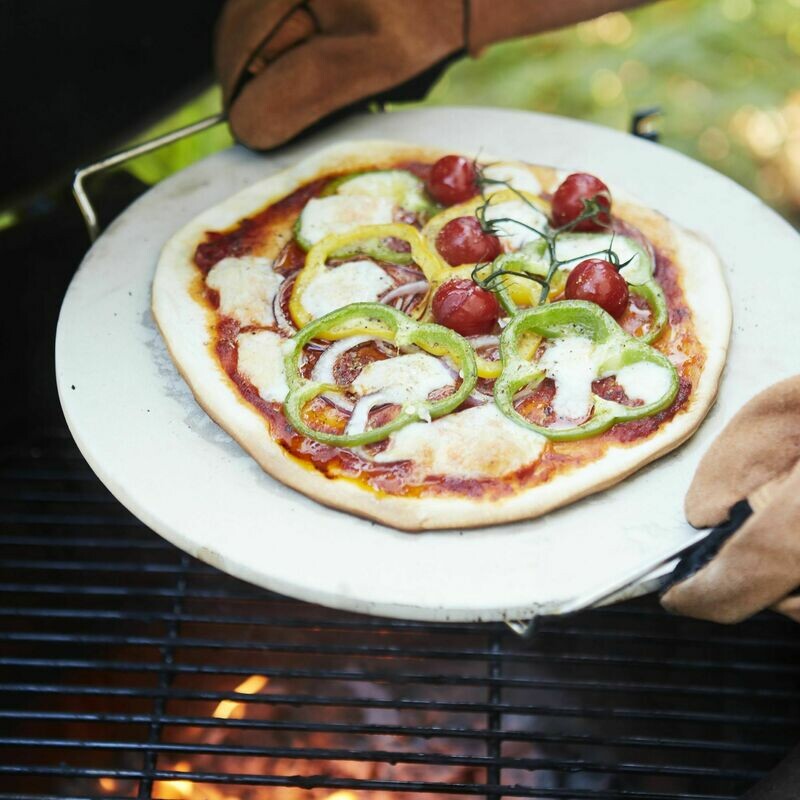 PIERRE À PIZZA EN CORDIÉRITE AVEC SUPPORT EN MÉTAL Ø 34CM
