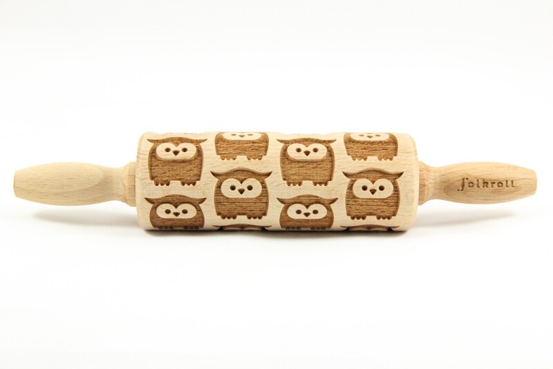 Rouleau à pâtisserie de décoration Folkroll 23 cm Owls bois