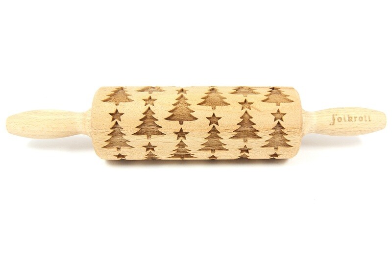Rouleau à pâtisserie de décoration Folkroll 23 cm Christmas Tree bois