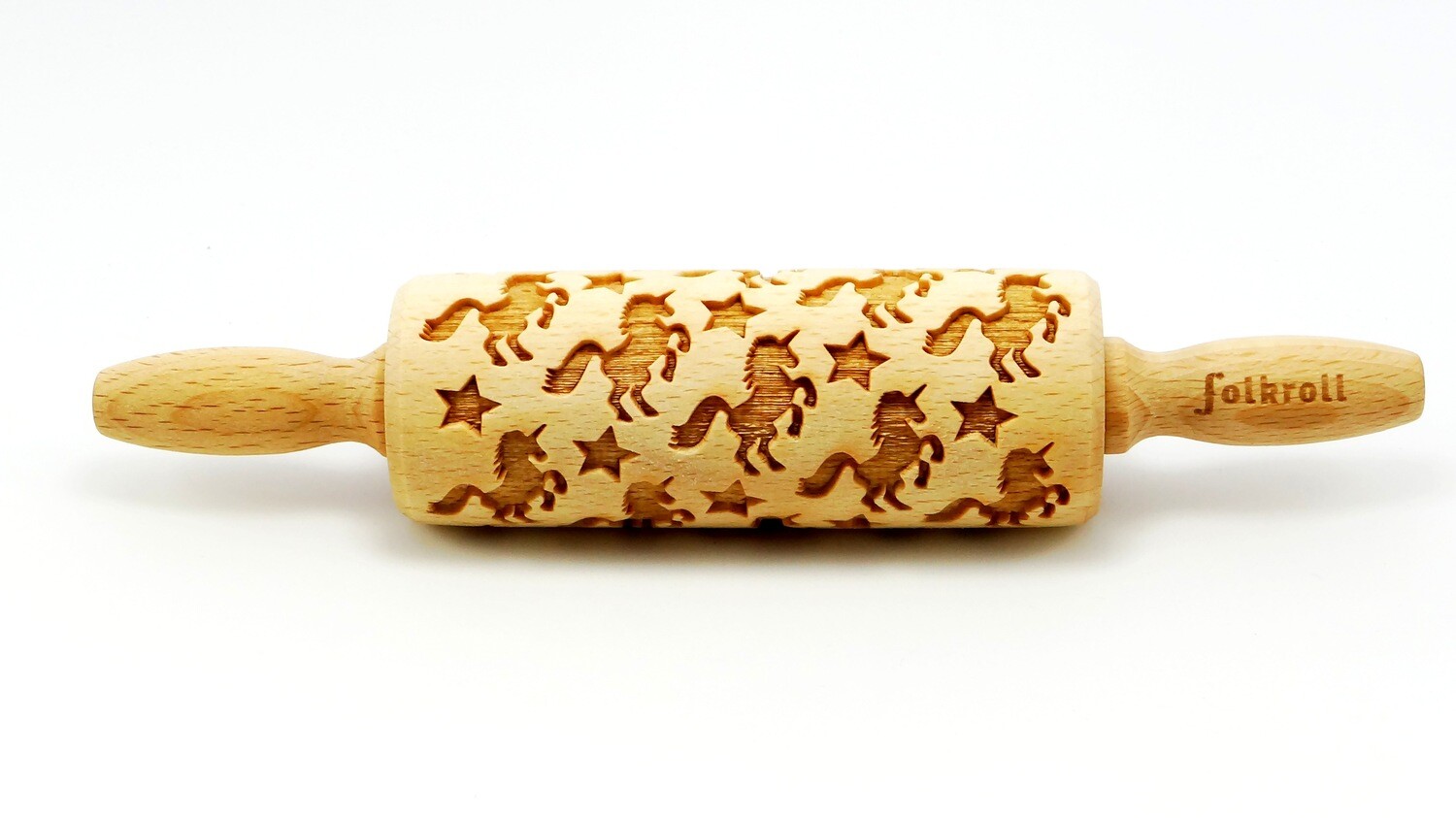 Rouleau à pâtisserie de décoration Folkroll 23 cm Unicorns & Stars bois