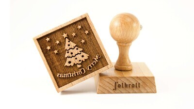 Koekjesstempel Folkroll hout Merry Christmas