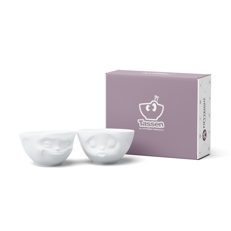 bol 200 ml set/2 'grinning & kissing' Tassen porcelaine blanc