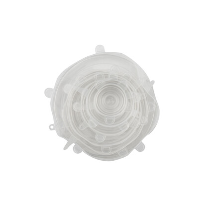 Set 6 silicone vershouddeksels transparant ø 6, 9, 11, 14, 16 & 21cm