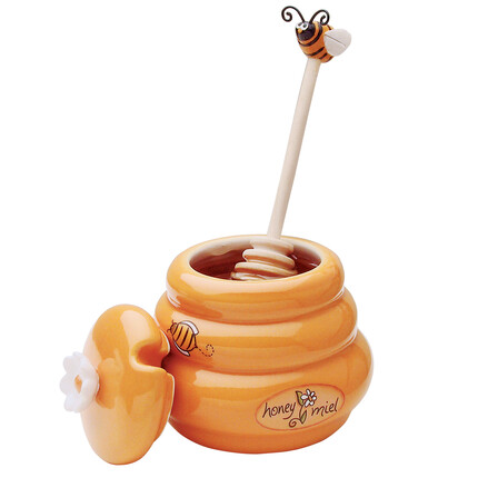 Pot de miel avec cuillère à miel - ruche