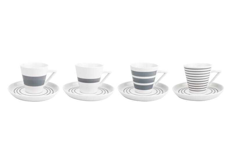 Tasse 19cl et soucoupe gris Stripes - set/4