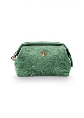 trousse pip Small Velvet Quilted Green