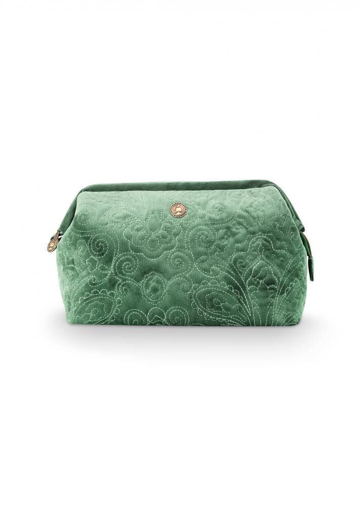 trousse pip Large Velvet Quilted Green
