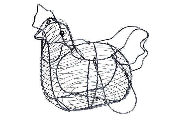 eiermand kip wire zwart 33X16.5XH26.5CM