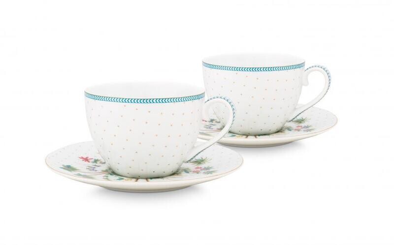 tasse+soucoupe s/2 pip Jolie pois or 280ml