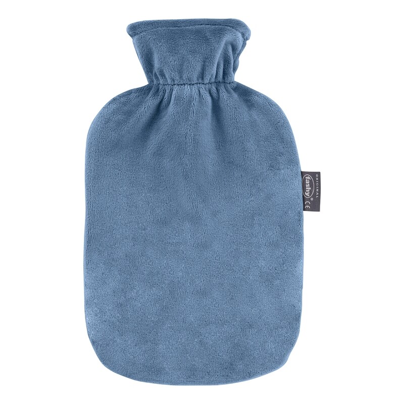 Warmwaterkruik Fashy fluweel blauw