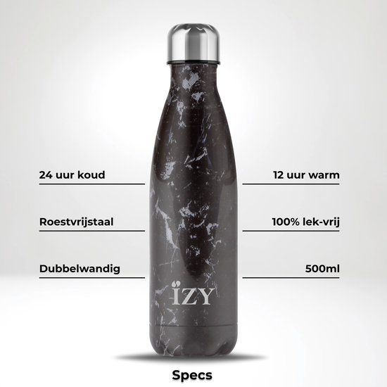 thermos fles IZY 500ml Marble Black