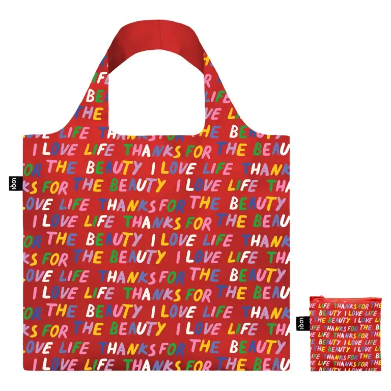 sac pliable loqi love life red recycled