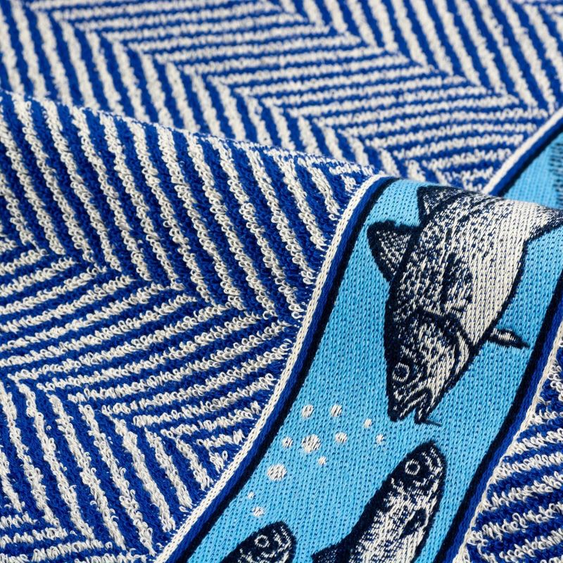 Handdoek fish royal blue Bunzlau Castle 65 x 65 cm