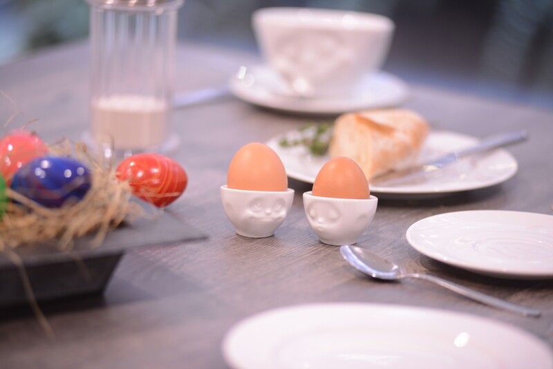 coquetier s/2 'Kissing & Dreaming' Tassen porcelaine blanc