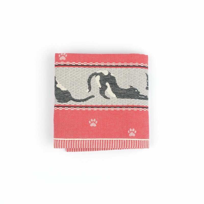 Handdoek keuken kat rood Bunzlau Castle 65 x 65 cm
