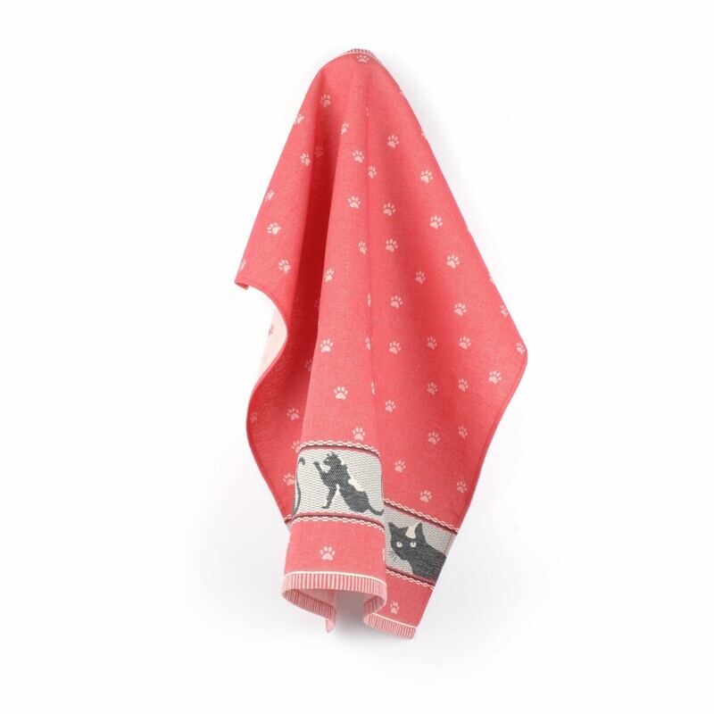 Handdoek keuken kat rood Bunzlau Castle 65 x 65 cm