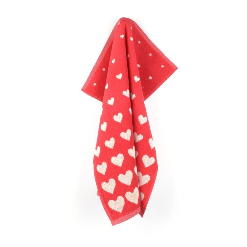 Handdoek hart rood Bunzlau Castle 60 x 53 cm