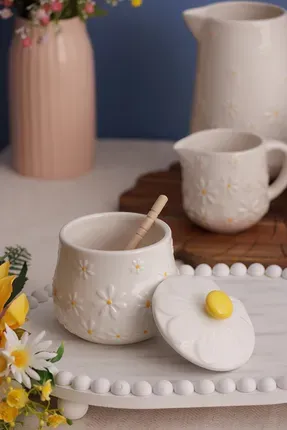 honingpotje in keramiek + lepel Daisy price & kensington