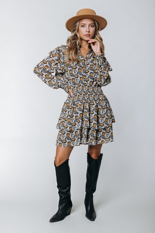 Daphne Paisley Flower Layer Mini Skirt