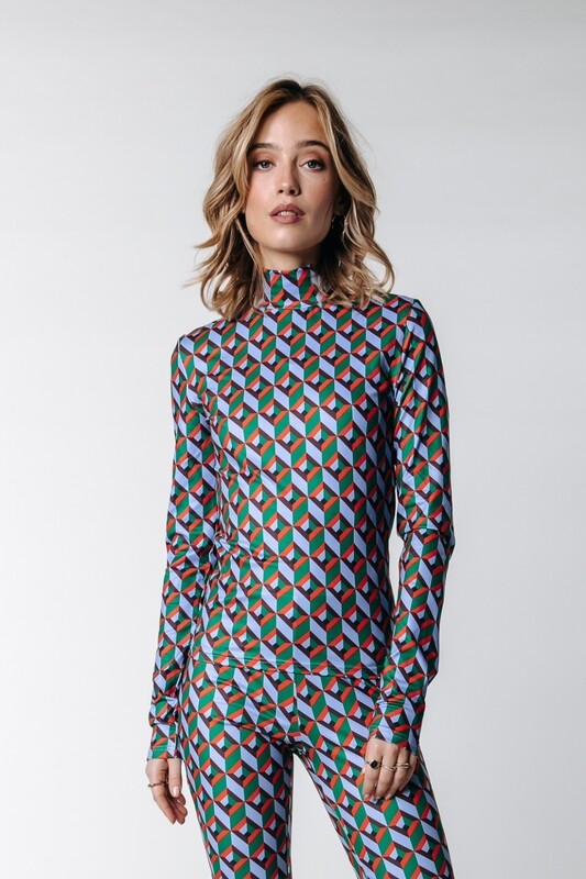 Neyo Graphic Peaced Turtleneck Top Neyo Graphic Peaced Turtleneck Top