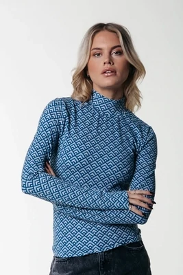 Neyo Small Geo Peached Turtleneck Top