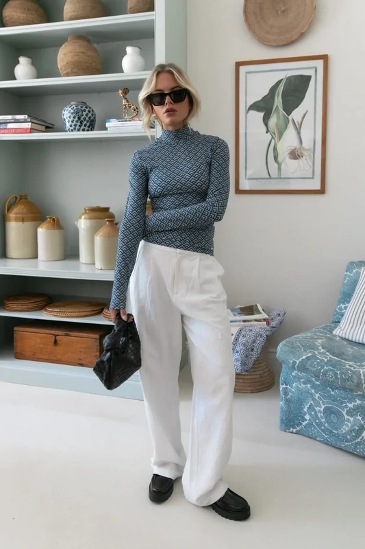 Neyo Small Geo Peached Turtleneck Top Neyo Small Geo Peached Turtleneck Top