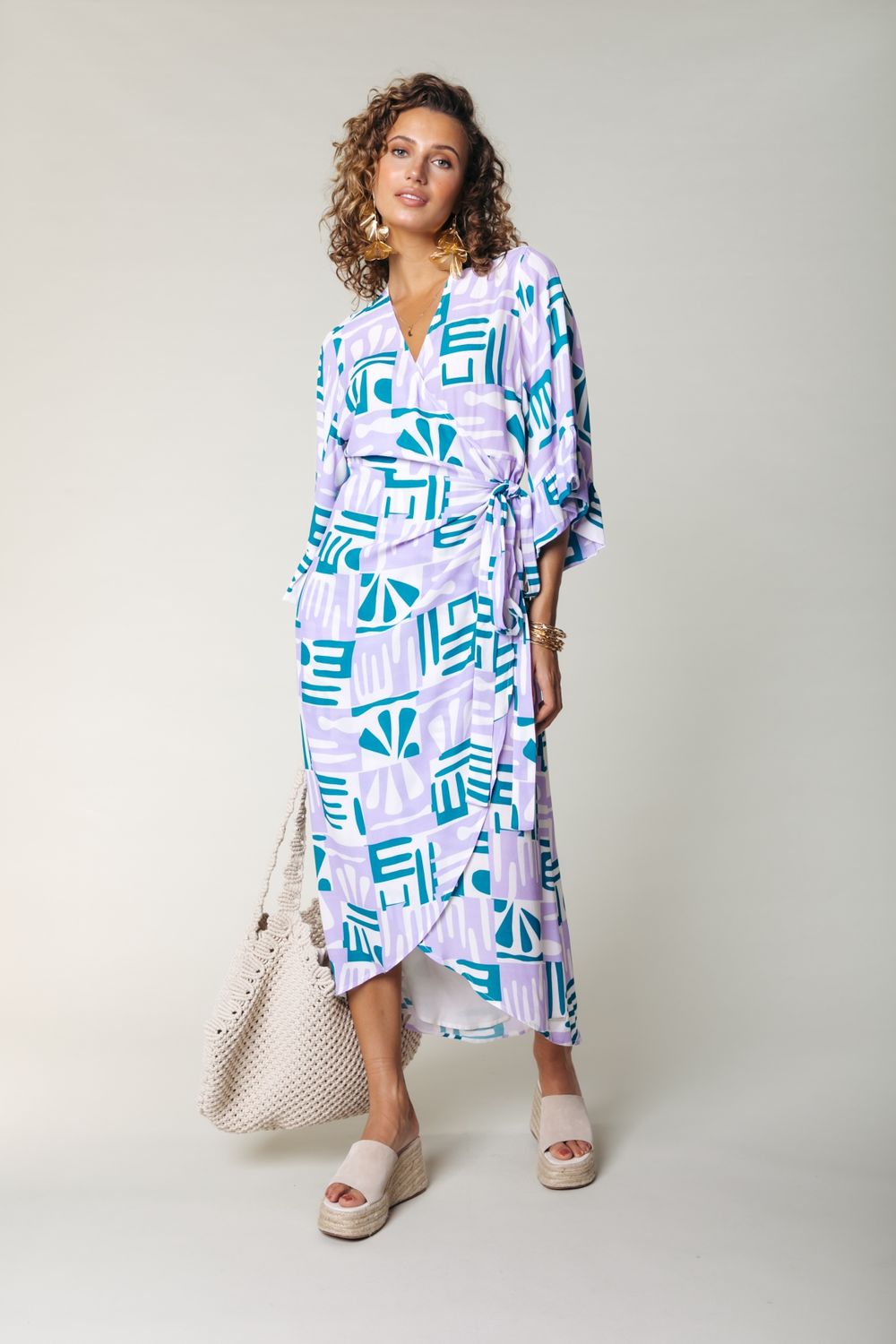 Alice Abstract Tiles Wrap Dress