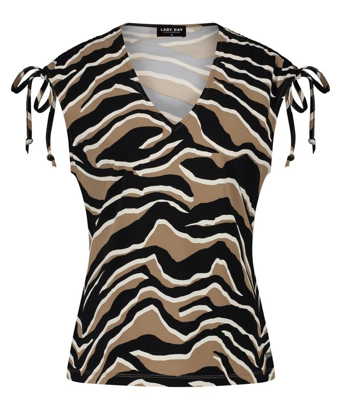 Ashley Top | Zebra Print Camel