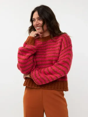 Pippa Knitted Sweater | FC2415 | Fuchsia/Camel Pippa Knitted Sweater | FC2415 | Fuchsia/Camel