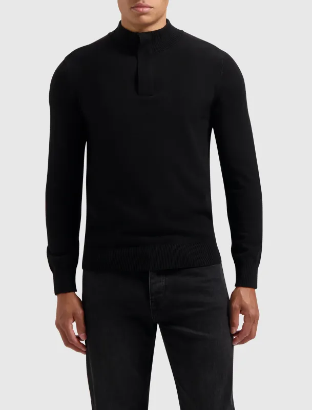 Hidden Half Zip | 24030811 | Zwart