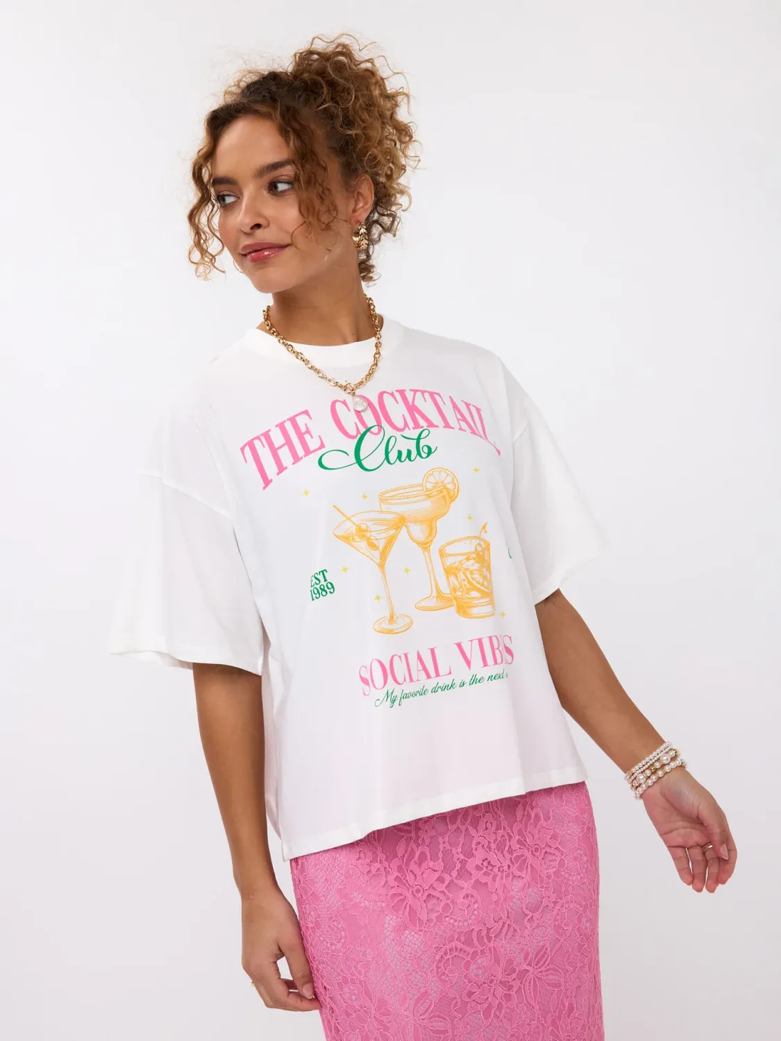 Cocktail Club T-Shirt  | Pink/Green