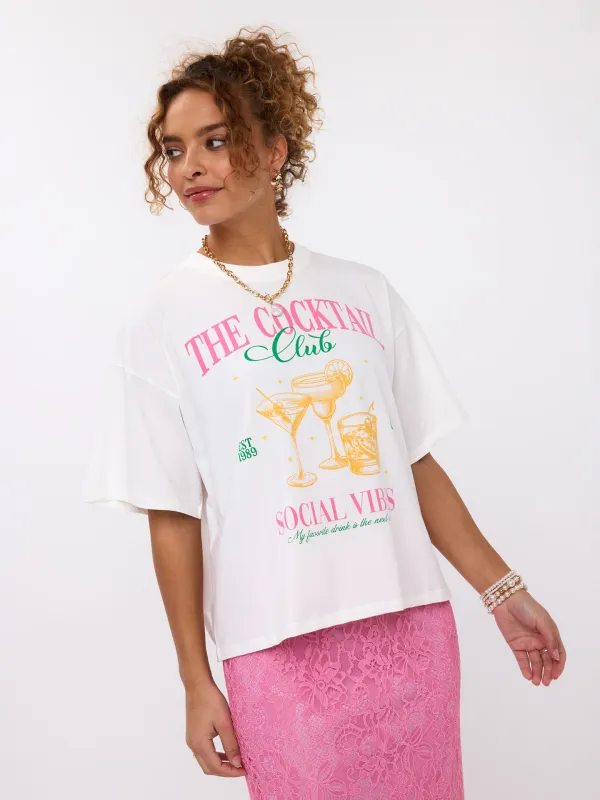 Cocktail Club T-Shirt  | Pink/Green