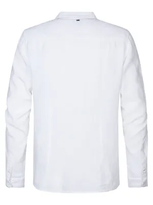 M-1050-SIL437 | Linnen Shirt Tealline | Bright White