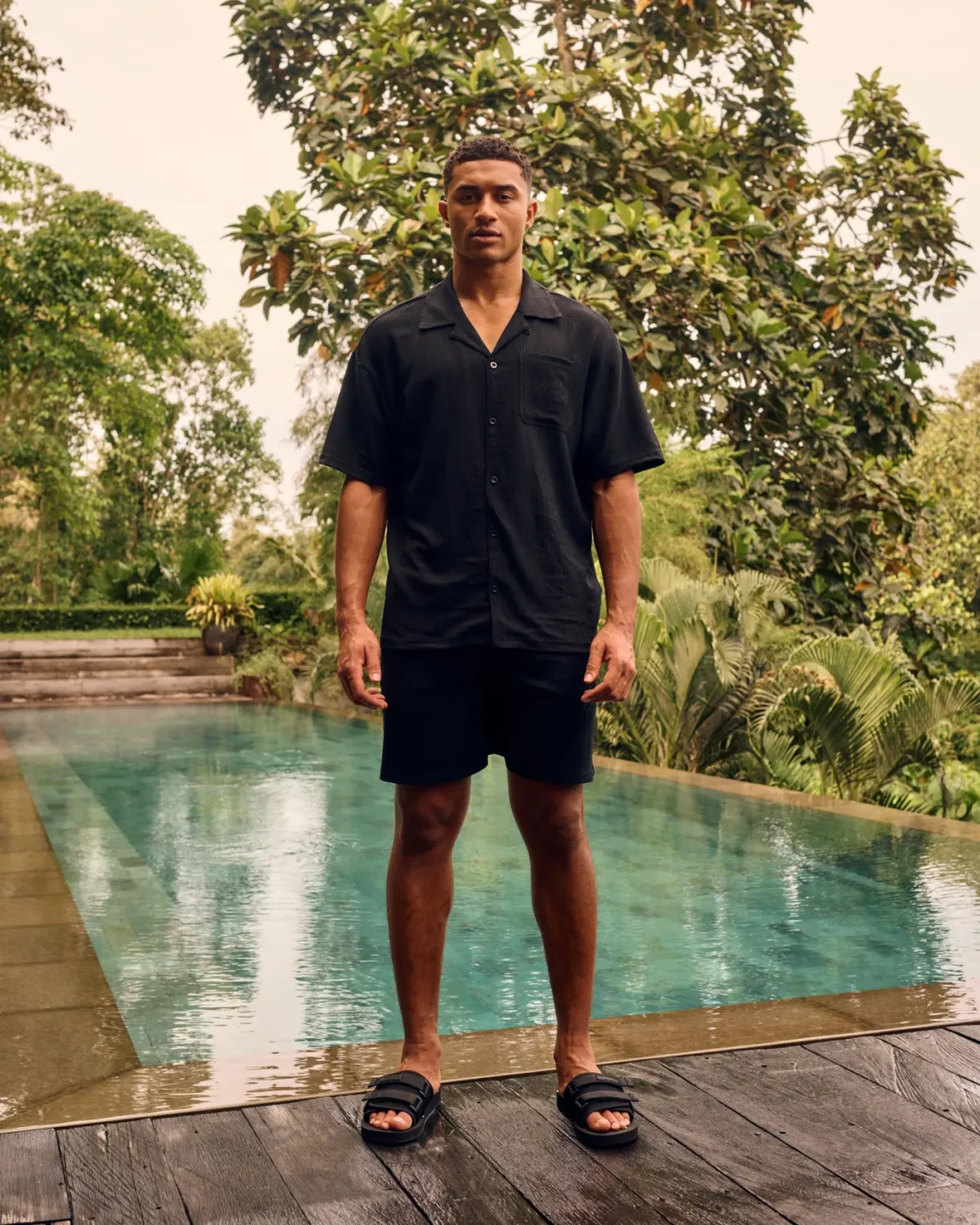 Seersucker Shorts | MM3-SS25-21 | Black