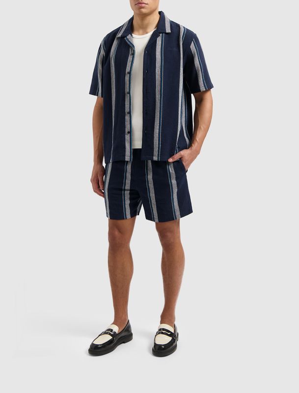25010518 | Cuban Striped Shorts | Navy